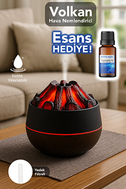 mimtec Hava Nemlendirici - 300ml Işıklı Buhar Makinesi Aroma Difüzörü Koyu Ka...