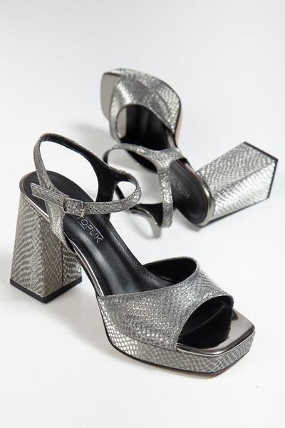 ALTIN TOPUK Platinum Glitter Platform Heeled Shoes