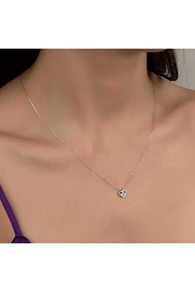 S-warovski Taşlı Gümüş Kalp Kolye