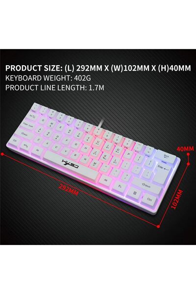 HXSJ لوحة مفاتيح الألعاب السلكية V700 RGB Streamer لوحة مفاتيح الألعاب السلكية المكونة من 61 مفتاحًا