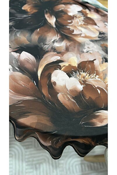 Lavena scarfs Aura Series Floral Pattern Cotton Digital Soft Shawl - Hazelnut Shell