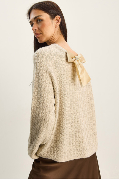 Bianco Lucci Women's Ribbon Detailed Knitted Sweater Tk251079 60283801