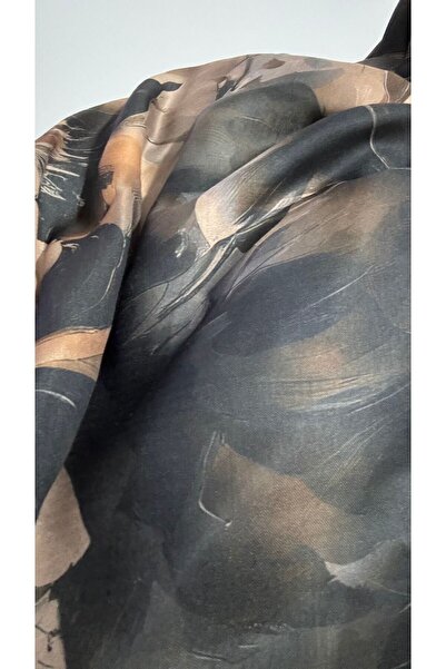 Lavena scarfs Aura Series Floral Pattern Cotton Digital Soft Shawl - Light Brown