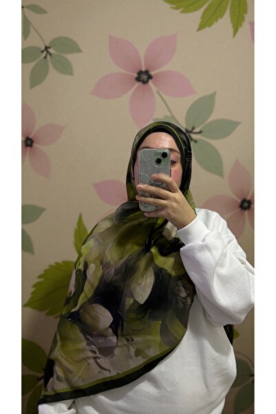 Lavena scarfs Σειρά Aura με Λουλούδια Ψηφιακό Μαλακό Σαλίκι - Πράσινο