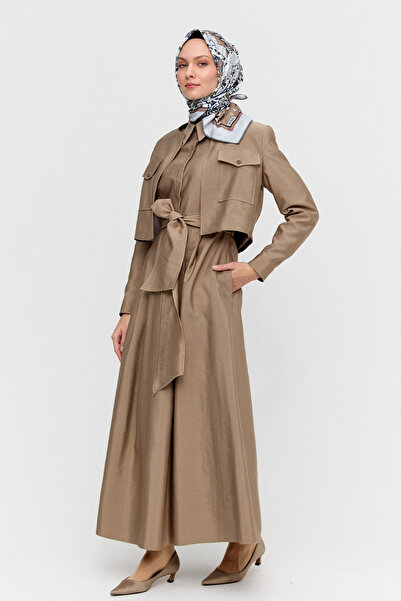 Setrms Ceketli Pilikaşe Detaylı Kuşaklı Elbise