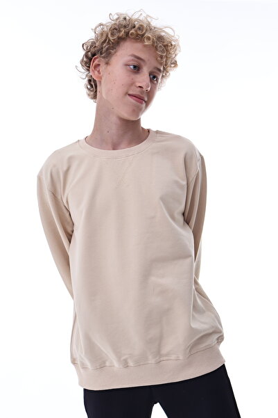 CQCQ Μπεζ φούτερ για αγόρια με 2 κλωστές – Άνετο βαμβακερό ύφασμα με δύο κλωστές