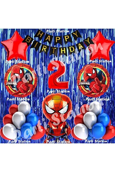Parti Station Spider-Man Balloon Set 2 Years Old Spider-Man Navy Blue Concept...