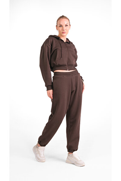 cervus Liri Women's 3 Thread Tracksuit Set – O Oversized Comfortable Fit, Ş Fleece-Lined Fabric, Casual Sports Set