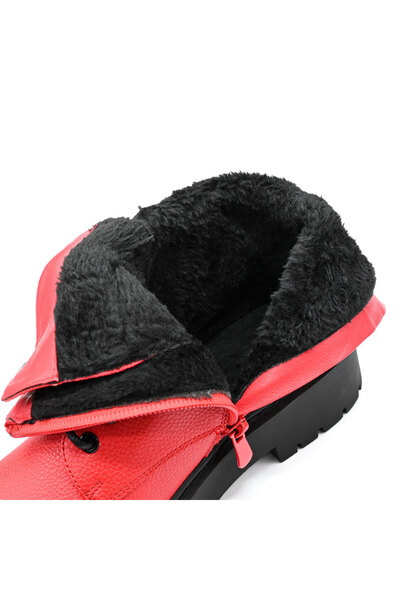 Tmall Women's boots, Made of -leather, with fur interior, GD1046, Red