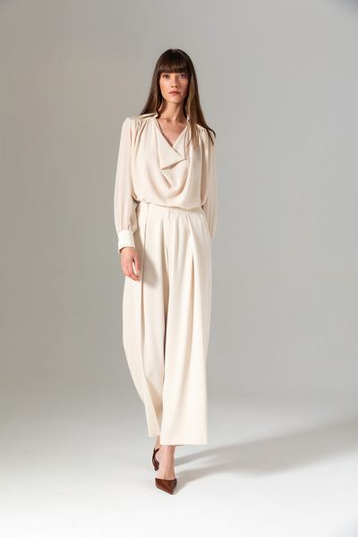 Berr-ın Pleated Baggy Pants Cream
