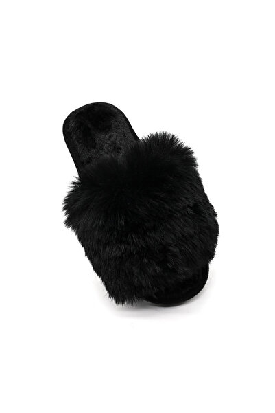 Tmall Women's fluffy slippers, with cut-out toe, PD1015, Black