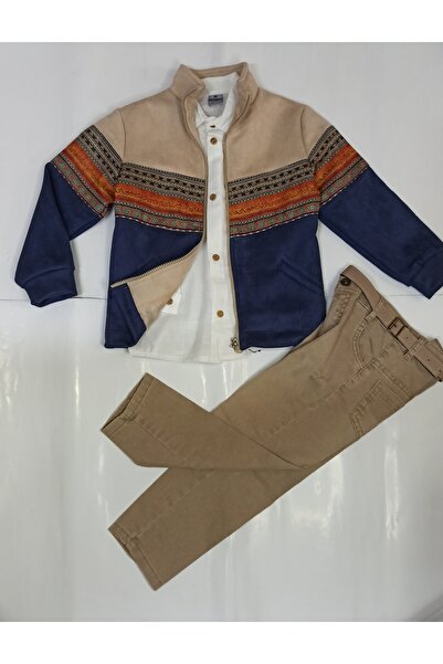 Babyland Suede Jacket Linen Shirt and Trousers Lu Belt Boy's Suit