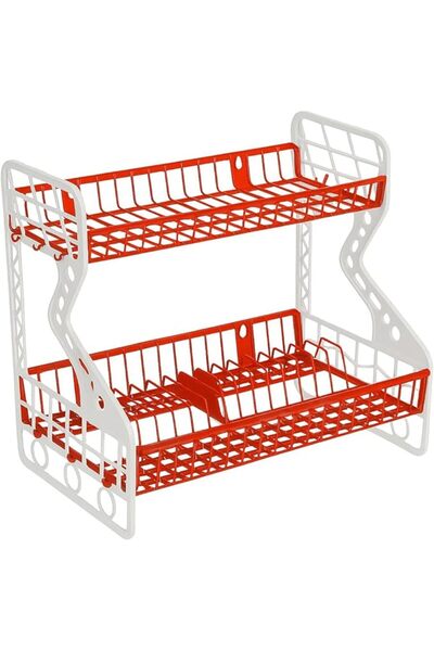 fitto رف تخزين مطبخ من طبقتين - منظم متين للطاولة/الخزانة للتوابل، موفر للمساحة