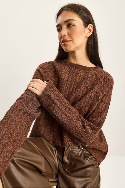 Bianco Lucci Women's Ribbon Detailed Knitted Sweater Tk251079 60283801