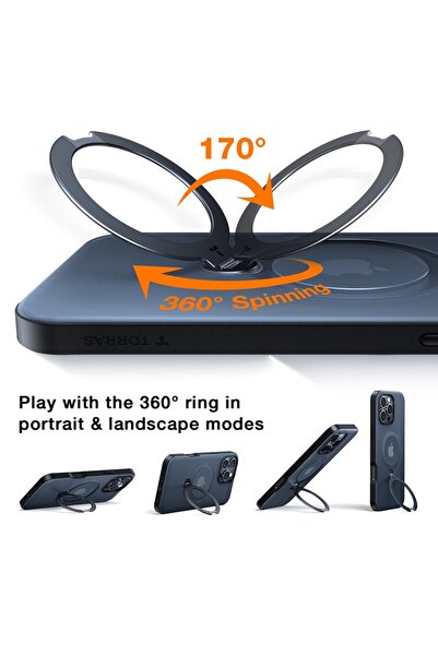 TORRAS Case for IPhone 17 Pro Max, Ostand Spin MagSafe, Transparent