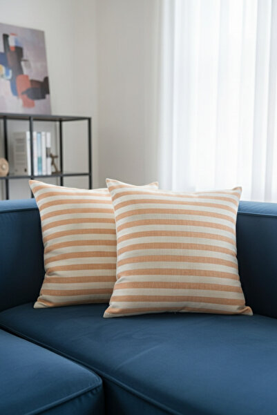 Markaev Natural Striped Cotton Throw Pillow Cover Set of 2