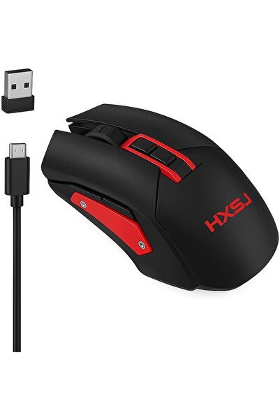 HXSJ Wireless Gaming Mouse RGB, Rechargeable 2.4G Silent Click, Adjustable DPI,