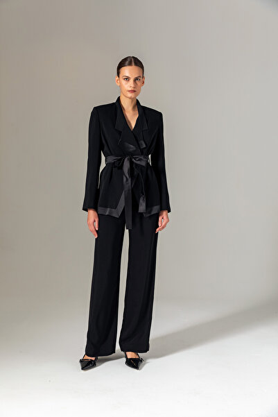 Berr-ın Satin Striped Trousers Black