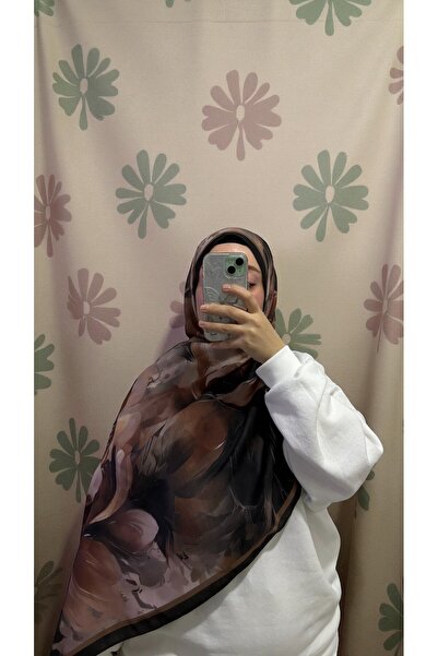 Lavena scarfs Aura Series Floral Pattern Cotton Digital Soft Shawl - Hazelnut Shell