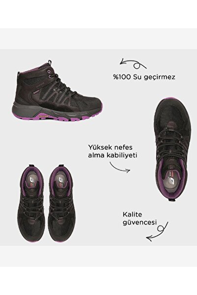 Greyder Kadın Siyah Mor Su Geçirmez Outdoor Bot 5K2GB17705