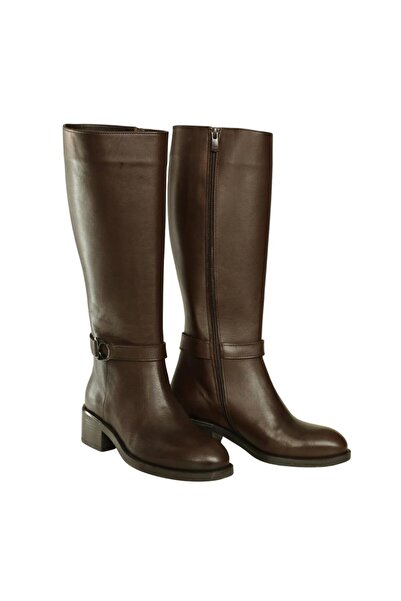 Platin Kahve Hakiki Deri Kadın Çizme