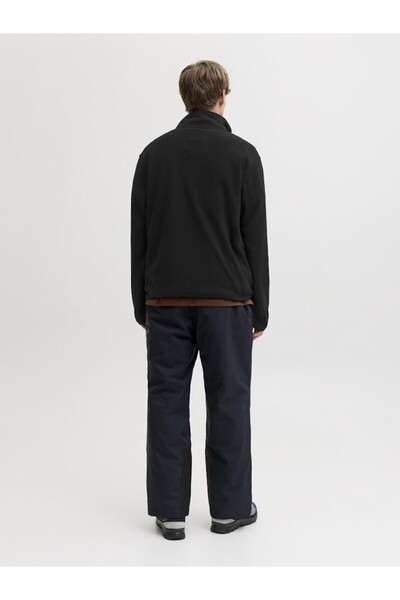 Jack & Jones Men's Black Jjalpes Half Zip Fleece Jacket Aw25 Polar 12284828-Blackbeau