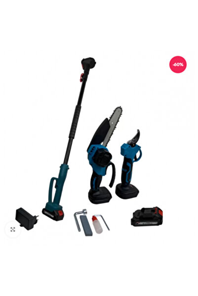 German Meister Electric Scissor 48V and Mini Chainsaw 48V and Telescopic Arm with 2 Batteries Set