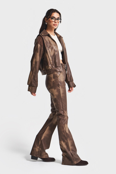 its basic Women's Batik Color W5-16 Loose Fit Special Color Design Leather Jacket