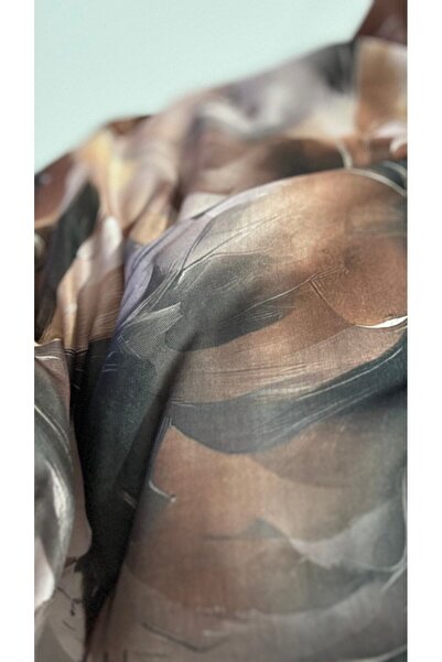 Lavena scarfs Aura Series Floral Pattern Cotton Digital Soft Shawl - Hazelnut Shell