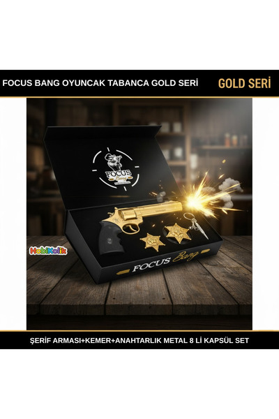 Art Tone FOCUS BANG OYUNCAK TABANCA GOLD SERİ – ŞERİF ARMASI + KEMER + ANAHTA...