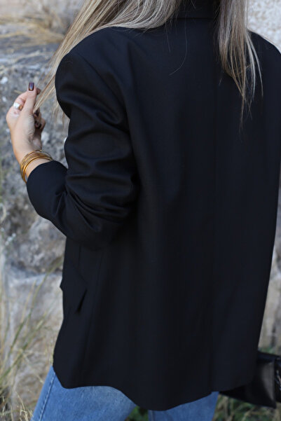 bytugcekaya Black Oversized polyviscose blazer jacket