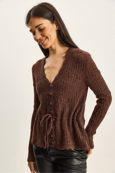 Bianco Lucci Women's Waist-Tied V-Neck Knit Cardigan TH251063 60283800