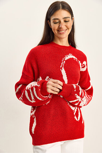 Bianco Lucci Women's Patterned Oversized Knitwear Sweater Tk251158 60283806