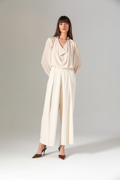 Berr-ın Pleated Baggy Pants Cream