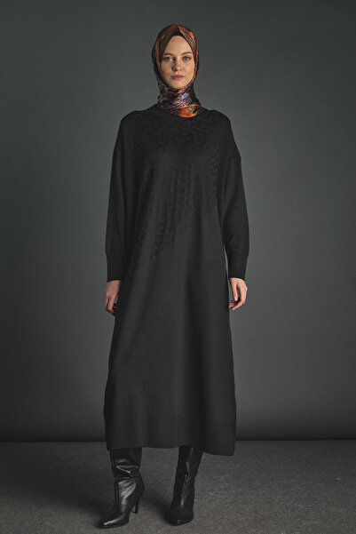 Setrms Leopar Desenli Triko Elbise