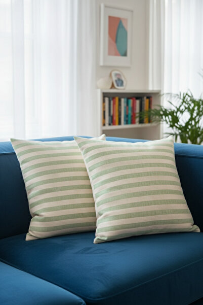 Markaev Natural Striped Cotton Throw Pillow Cover Set of 2