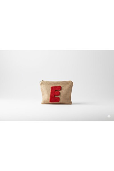 Ebruli Kişiye Özel E Harf Punch İşleme Clutch Çanta/Plaj Çantası
