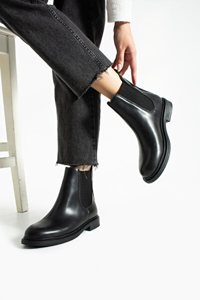 DUXAL SHOES Kadın Siyah Düz Topuklu Chelsea Bot