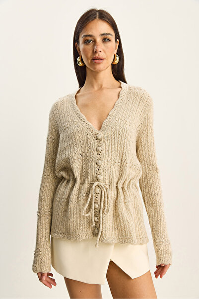 Bianco Lucci Women's Waist-Tied V-Neck Knit Cardigan TH251063 60283800