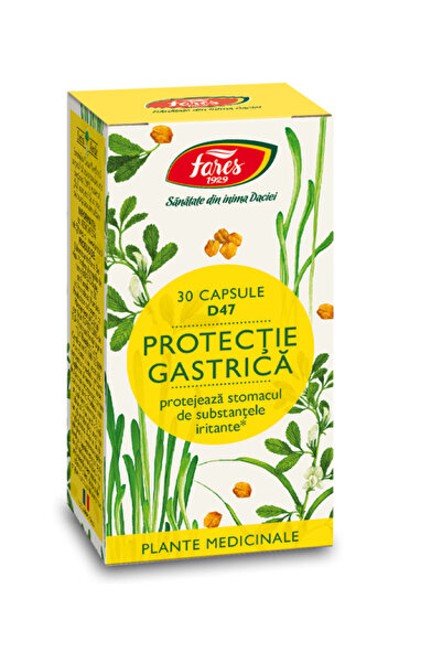 Fares Protecție Gastrică, D47, 30 capsule, protejează stomacul față de medica...