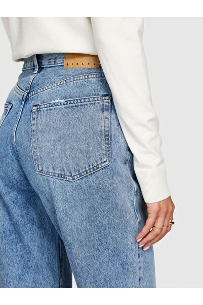 Sisley Kadın %100 Koton Yüksek Bel Geniş Paça Denim Pantolon 323A4V8JLE02F-SIS901