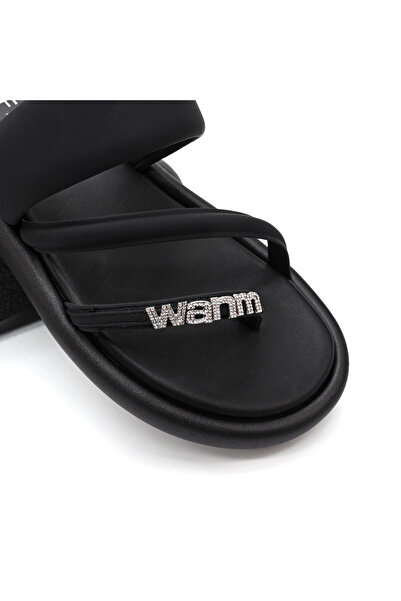 Tmall Women's Slippers, With Rhinestones and Low Sole, 8503, Black