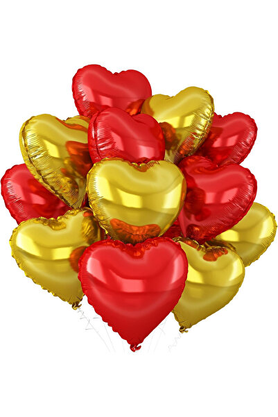 BALON DİYARI Kalp Folyo balon 8 adet hava ve helyum ile uyumlu 25cm