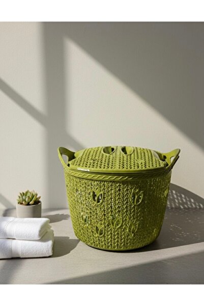 abnturk Örgü Desenli Yesil Kapakli 12 Litre Meyve Sebze Sepeti Patates Sogan ...