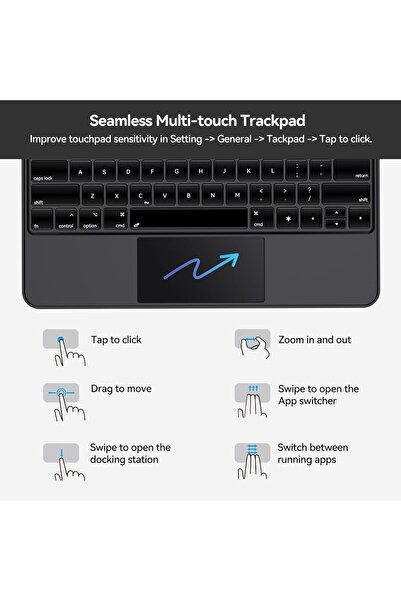 NEONI حافظة لوحة مفاتيح لجهاز iPad Pro 12.9 وiPad Air 13 (M2) مقاس 12.9 بوصة - أسود