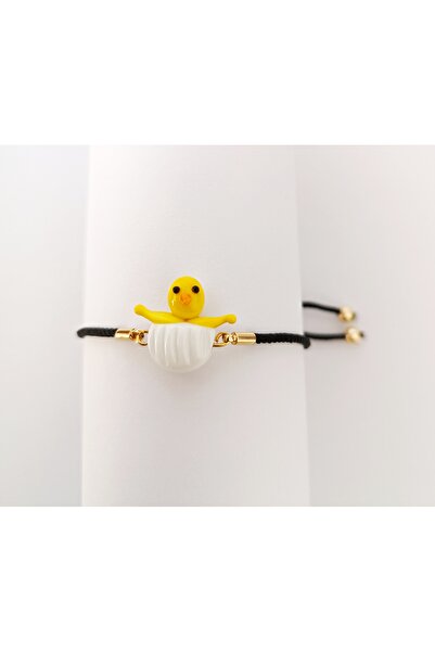 ADAMODART Chick Egg Murano Glass Beaded Adjustable Drawstring Bracelet