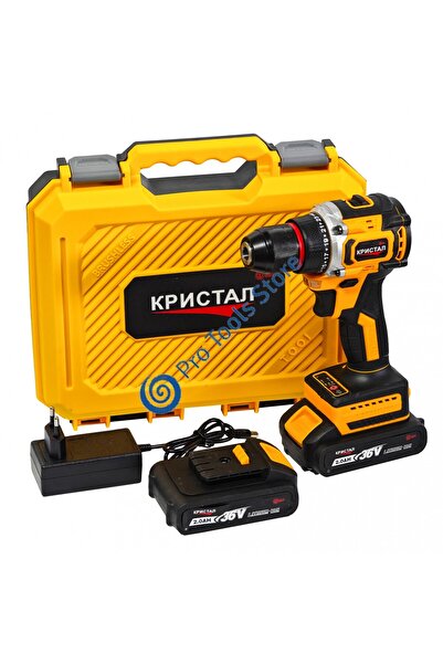 DDT -Mașină de găurit fără fir KRISTAL cu 2 baterii, motor fără perii, 36V, 2...