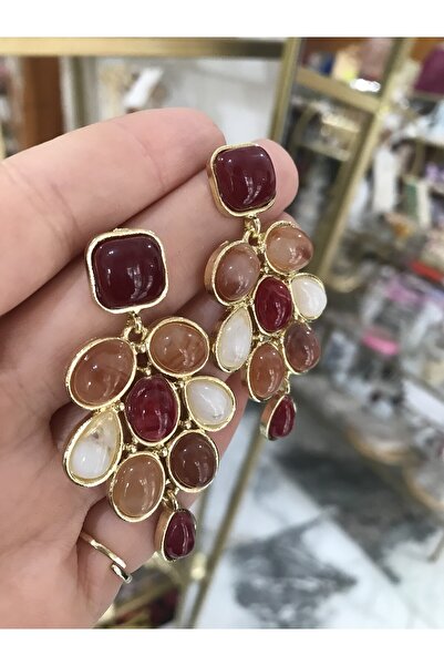 the ASEL İNCİ أقراط نموذج قطرة بألوان الأرض من العلامة التجارية المكافئة