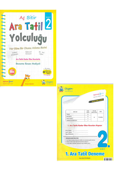 Efsane Yayınları 2.Sınıf Üçgen Ara Tatil Yolculuğu AÇ BİTİR + 2.Sınıf Üçgen 1. Ara Tatil Deneme / 2 Kitapcık
