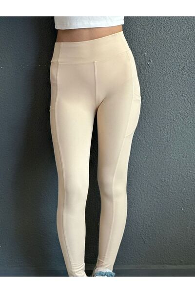 Gönülden Tasarım Cream Color Women's Sports Tights Size S